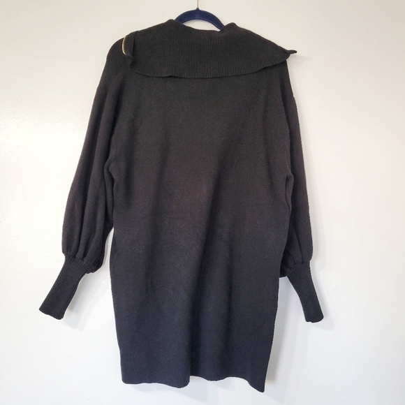 ZARA Black Mini Knit Jumper Dress with Gold Accent Zip Size Medium - Picture 4 of 9